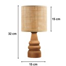 Φωτιστικό επιτραπέζιο Tino Megapap E14 pe rattan - ξύλο χρώμα φυσικό Ø15x32εκ.