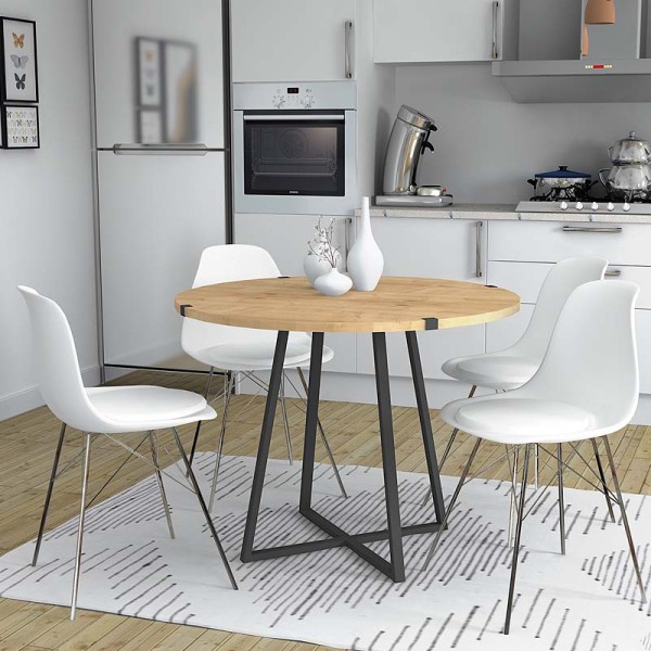 Τραπέζι Rubes Megapap χρώμα φυσικό οξιάς - ανθρακί 100x100x78εκ.