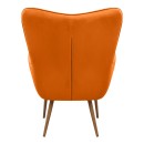 Πολυθρόνα - Μπερζέρα με υποπόδιο Lily Megapap κροκί βελούδο - μεταλλικό πόδι χρώμα φυσικό 70x62x98εκ.