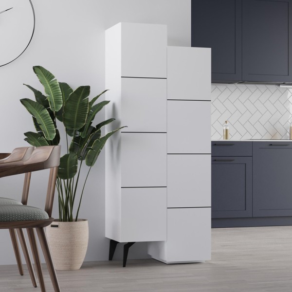 Ντουλάπι κουζίνας/μπάνιου - Παπουτσοθήκη Stair Megapap χρώμα λευκό 62,2x37,4x156εκ.