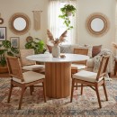 Τραπέζι Borno Megapap χρώμα φυσικό - λευκό εφέ μαρμάρου Ø120x78 εκ.