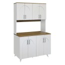 Έπιπλο κουζίνας Kalira 4 Megapap χρώμα λευκό - rota oak 120x40x196εκ.