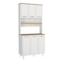 Έπιπλο κουζίνας Potter 3 Megapap χρώμα λευκό - rota oak 90x40x196,1εκ.