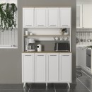 Έπιπλο κουζίνας Potter 4 Megapap χρώμα λευκό - rota oak 120x40x196,1εκ.