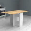 Τραπέζι Pepe Megapap επεκτεινόμενο χρώμα λευκό - φυσικό οξιάς 28(56+56)x77x75εκ.