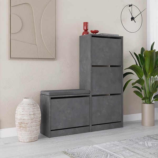 Παπουτσοθήκη Dude Megapap χρώμα γκρι ρετρό 104,8x26x118,5εκ.