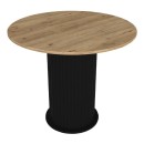 Σετ τραπεζαρία 5τμχ Bohema - Iris Megapap χρώμα μαύρο/sepet oak - γκρι/φυσικό πόδι Ø90x77,7εκ.