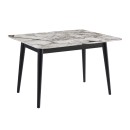 Τραπέζι Dolunay Megapap επεκτεινόμενο χρώμα λευκό εφέ μαρμάρου - μαύρο 100x60(120x100)x79,5εκ.