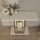 Κονσόλα Alderas Megapap χρώμα sandstone - travertine - χρυσό 90x29,6x76,8εκ.