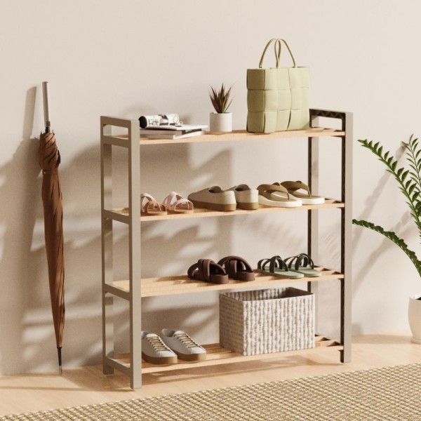 Παπουτσοθήκη ξύλινη - πλαστική χρώμα φυσικό - μπεζ 66x20x68εκ.