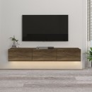 Έπιπλο τηλεόρασης επιτοίχιο Damla Megapap με LED χρώμα καρυδί 180x29,5x29,5εκ.