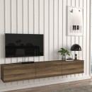 Έπιπλο τηλεόρασης επιτοίχιο Damla Megapap με LED χρώμα καρυδί 180x29,5x29,5εκ.