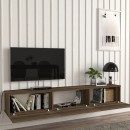 Έπιπλο τηλεόρασης επιτοίχιο Damla Megapap με LED χρώμα καρυδί 180x29,5x29,5εκ.