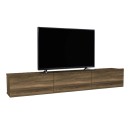 Έπιπλο τηλεόρασης επιτοίχιο Damla Megapap με LED χρώμα καρυδί 180x29,5x29,5εκ.