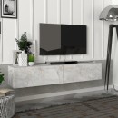 Έπιπλο τηλεόρασης επιτοίχιο Aristo Megapap με LED χρώμα λευκό εφέ μαρμάρου 135x31,6x25εκ.