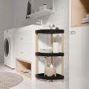 Ραφιέρα δαπέδου γωνιακή πλαστική - ξύλινη χρώμα φυσικό - μαύρο 44x32x79εκ.