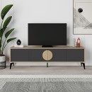 Έπιπλο τηλεόρασης Gora Megapap χρώμα sapphire oak - silky black 180x35,6x51εκ.