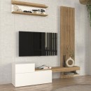 Σύνθεση τηλεόρασης Dumont Megapap χρώμα λευκό - sepet oak 180x36,8x200εκ.
