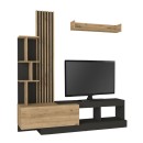 Σύνθεση τηλεόρασης Vermont Megapap χρώμα ανθρακί - sepet oak 180x40x193,8εκ.