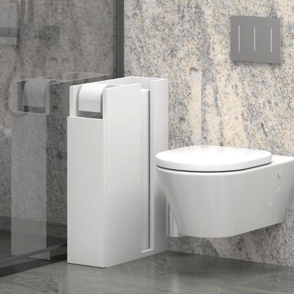 Ντουλάπι μπάνιου Paper Megapap χρώμα λευκό 17x42x66εκ.