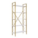 Βιβλιοθήκη Elysian Megapap χρώμα λευκό - χρυσό 90x33,5x180εκ.