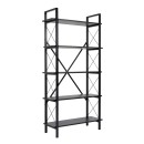 Βιβλιοθήκη Elysian Megapap χρώμα black wood 90x33,5x180εκ.