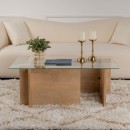 Τραπεζάκι σαλονιού Vetrino Megapap γυάλινο χρώμα honey oak 105x65x40εκ.