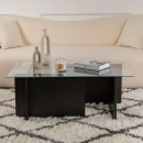 Τραπεζάκι σαλονιού Vetrino Megapap γυάλινο χρώμα black wood 105x65x40εκ.