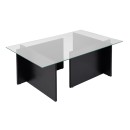 Τραπεζάκι σαλονιού Vetrino Megapap γυάλινο χρώμα black wood 105x65x40εκ.