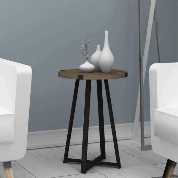 Τραπεζάκι βοηθητικό Pedro Megapap χρώμα καρυδί - ανθρακί 44x44x58εκ.