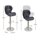 Σκαμπό μπαρ Dolores Megapap με ρυθμιζόμενο ύψος PU μαύρο - βάση χρωμίου 45,5x38x89/109εκ. | Σετ 2 τεμ