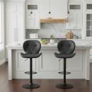 Σκαμπό μπαρ Dolores Megapap με ρυθμιζόμενο ύψος PU μαύρο - βάση μαύρο ματ 45,5x38x89/109εκ. | Σετ 2 τεμ