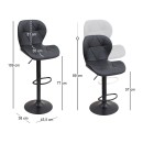 Σκαμπό μπαρ Dolores Megapap με ρυθμιζόμενο ύψος PU μαύρο - βάση μαύρο ματ 45,5x38x89/109εκ. | Σετ 2 τεμ