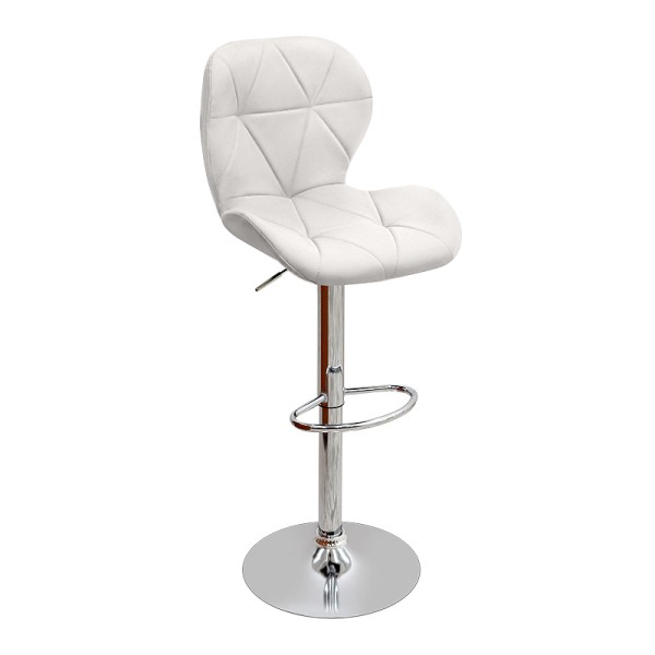 Σκαμπό μπαρ Dolores Megapap με ρυθμιζόμενο ύψος PU λευκό - βάση χρωμίου 45,5x38x89/109εκ. | Σετ 2 τεμ