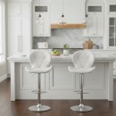 Σκαμπό μπαρ Dolores Megapap με ρυθμιζόμενο ύψος PU λευκό - βάση χρωμίου 45,5x38x89/109εκ. | Σετ 2 τεμ