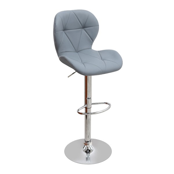 Σκαμπό μπαρ Dolores Megapap με ρυθμιζόμενο ύψος PU γκρι - βάση χρωμίου 45,5x38x89/109εκ. | Σετ 2 τεμ