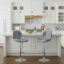 Σκαμπό μπαρ Dolores Megapap με ρυθμιζόμενο ύψος PU γκρι - βάση χρωμίου 45,5x38x89/109εκ. | Σετ 2 τεμ