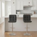 Σκαμπό μπαρ Carmelo Megapap με ρυθμιζόμενο ύψος PU μαύρο - βάση χρωμίου 45x42x90/113εκ. | Σετ 2 τεμ