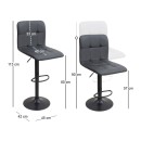 Σκαμπό μπαρ Carmelo Megapap με ρυθμιζόμενο ύψος PU μαύρο - βάση μαύρο ματ 45x42x90/113εκ. | Σετ 2 τεμ