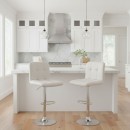 Σκαμπό μπαρ Carmelo Megapap με ρυθμιζόμενο ύψος PU λευκό - βάση χρωμίου 45x42x90/113εκ. | Σετ 2 τεμ