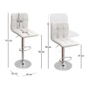 Σκαμπό μπαρ Carmelo Megapap με ρυθμιζόμενο ύψος PU λευκό - βάση χρωμίου 45x42x90/113εκ. | Σετ 2 τεμ