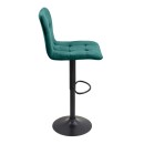 Σκαμπό μπαρ Carmelo Megapap με ρυθμιζόμενο ύψος βελούδο κυπαρισσί - βάση μαύρο ματ 45x42x90/113εκ. | Σετ 2 τεμ