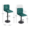 Σκαμπό μπαρ Carmelo Megapap με ρυθμιζόμενο ύψος βελούδο κυπαρισσί - βάση μαύρο ματ 45x42x90/113εκ. | Σετ 2 τεμ