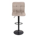 Σκαμπό μπαρ Carmelo Megapap με ρυθμιζόμενο ύψος βελούδο μπεζ - βάση μαύρο ματ 45x42x90/113εκ. | Σετ 2 τεμ