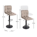 Σκαμπό μπαρ Carmelo Megapap με ρυθμιζόμενο ύψος βελούδο μπεζ - βάση μαύρο ματ 45x42x90/113εκ. | Σετ 2 τεμ