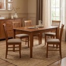 Καρέκλα τραπεζαρίας Francis Megapap από μασίφ ξύλο οξιάς χρώμα καρυδί 48x42x96εκ.