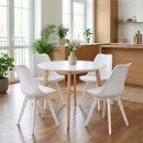 Καρέκλα τραπεζαρίας Viva Megapap PP - PU λευκό - ξύλινο λευκό πόδι 48,5x54x80εκ. | Σετ 4 τεμ