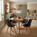 Καρέκλα τραπεζαρίας Viva Megapap PP - PU μαύρο - ξύλινο φυσικό πόδι 48,5x54x80εκ. | Σετ 4 τεμ