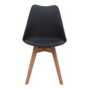 Καρέκλα τραπεζαρίας Viva Megapap PP - PU μαύρο - ξύλινο φυσικό πόδι 48,5x54x80εκ. | Σετ 4 τεμ