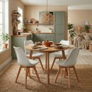 Καρέκλα τραπεζαρίας Viva Megapap PP - PU λευκό - ξύλινο φυσικό πόδι 48,5x54x80εκ. | Σετ 4 τεμ